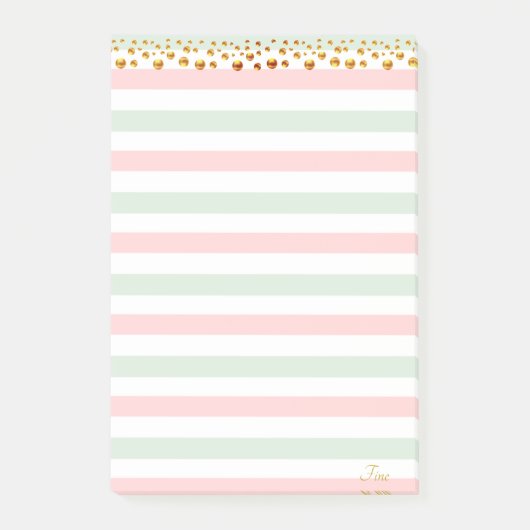 ゴールデン紙吹雪&パステルカラーパーソナライズされた ポストイット (正面)