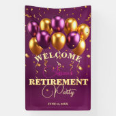 ゴールデン紙吹雪&パープルバルーン退職パーティー 横断幕 (縦)