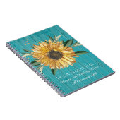 ゴールデン素朴サンフラワーティール(緑がかった色)ブルーバーンウッドミニB ノートブック (右側)