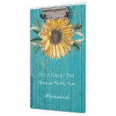 ゴールデン素朴サンフラワーティール（緑がかった色）ブルーバーンウッド クリップボード (左)