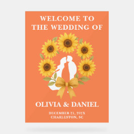 ゴールデン素朴サンフラワー秋の結婚式へようこそ アクリルサイン