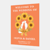 ゴールデン素朴サンフラワー秋の結婚式へようこそ アクリルサイン (傾斜)