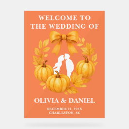 ゴールデン素朴パンプキン秋の結婚式へようこそ アクリルサイン