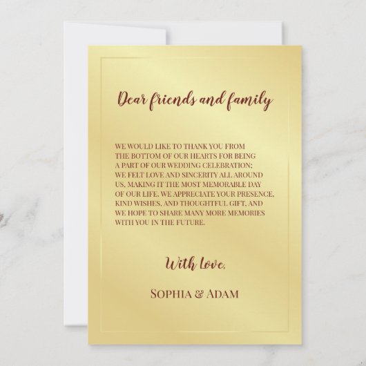 ゴールデン素朴フローラサンキュー結婚のカード 招待状 (裏面)