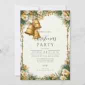 ゴールデン素朴ベルズホリデーお祝い 招待状 (正面)