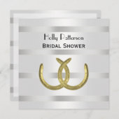 ゴールデン素朴ホースシューズシルバーホットブライダルシャワー 招待状 (正面/裏面)