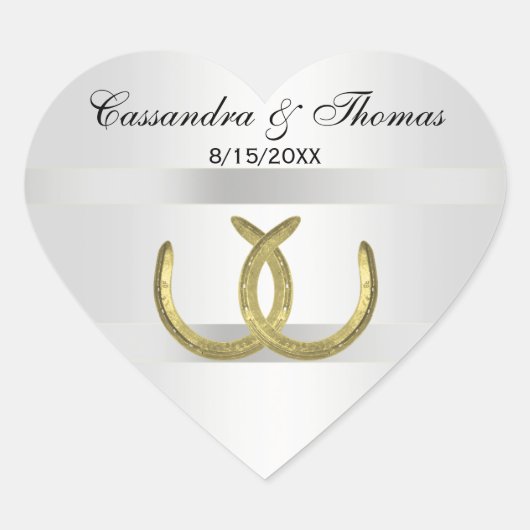ゴールデン素朴ホースシューズシルバーホット封筒用シール ハートシール (正面)