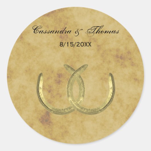 ゴールデン素朴ホースシューズシルバーホット封筒用シール ラウンドシール (正面)