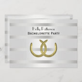 ゴールデン素朴ホースシューズシルバーWht Hバチェロレッテ 招待状 (正面/裏面)