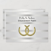 ゴールデン素朴ホースシューズシルバーWht H婚約 招待状 (正面/裏面)