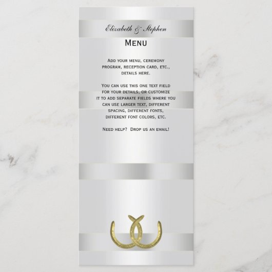 ゴールデン素朴ホースシューズ銀Whtメニューカード メニュー (正面)