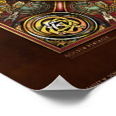 ゴールデン結び糸細工星形五角形ポスター（22x22インチ） ポスター (角)