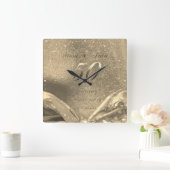 ゴールデン結婚の50周年記念親のフェイク金ゴールド スクエア壁時計 (ホーム)