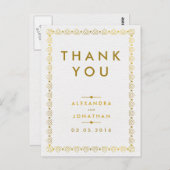 ゴールデン結婚アールデコの感謝はがき ポストカード (正面/裏面)