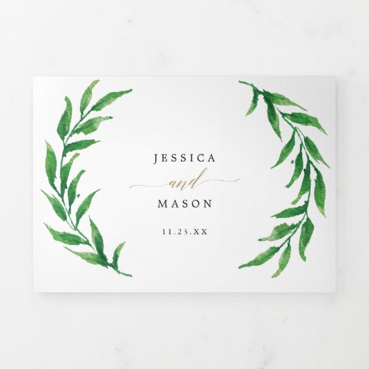 ゴールデン結婚グリーナリーの3倍招待状 三つ折り招待状 (カバー)