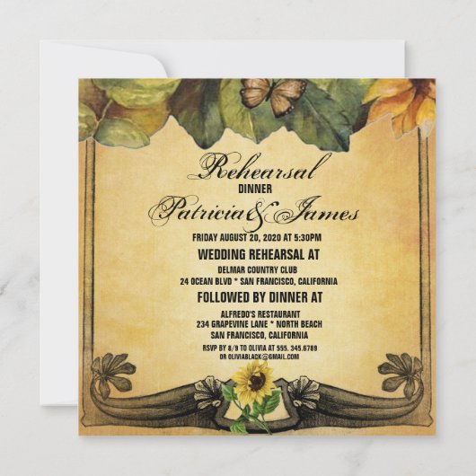 ゴールデン結婚サンフラワーズのリハーサル 招待状 (裏面)