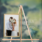 ゴールデン結婚ズのフレームエレガントフローラタイポグラフィ アクリルサイン (ニュートラル)