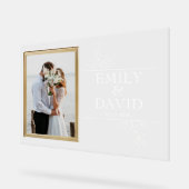 ゴールデン結婚ズのフレームエレガントフローラタイポグラフィ アクリルサイン (傾斜)