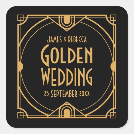 ゴールデン結婚ズアールデコスタイル金ゴールドフレーム スクエアシール (正面)