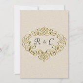 ゴールデン結婚ズクレストモノグラムのエレガンス結婚ズ 招待状 (裏面)