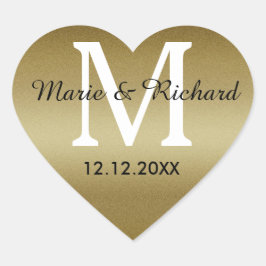 ゴールデン結婚ズモノグラムシールズハート ハートシール
