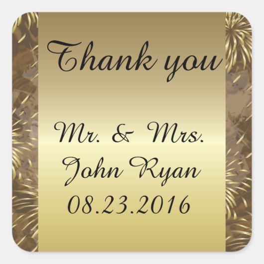 ゴールデン結婚ズ花火 スクエアシール (正面)