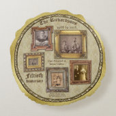 ゴールデン結婚ズ記念アンティークフォトコラージュ ラウンドクッション (裏面)