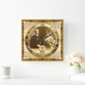 ゴールデン結婚ズ記念カスタム写真集華美 スクエア壁時計 (ホーム)