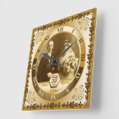 ゴールデン結婚ズ記念カスタム写真集華美 スクエア壁時計 (傾斜)