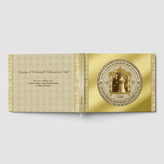 ゴールデン結婚ズ記念クラシック写真枠 ゲストブック (全面)