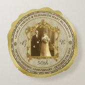 ゴールデン結婚ズ記念クラシック写真枠 ラウンドクッション (裏面)