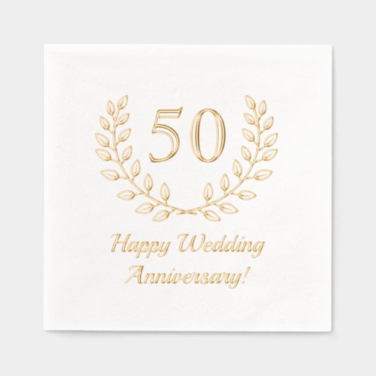 ゴールデン結婚ズ記念リースカスタム番号 箔ナプキン (正面)