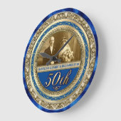 ゴールデン結婚ズ記念写真金ゴールドブ王室のルー ラージ壁時計 (傾斜)