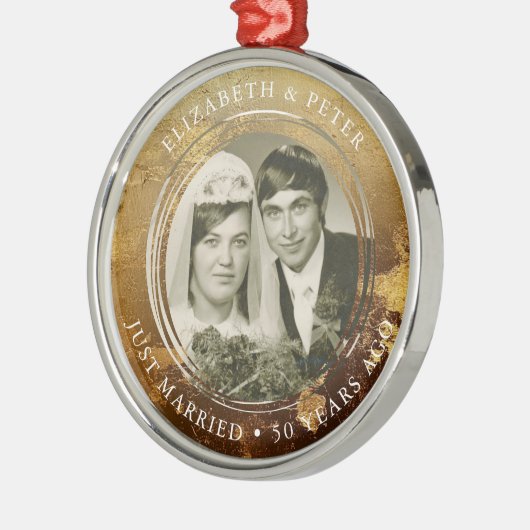 ゴールデン結婚ズ記念写真 メタルオーナメント (左)