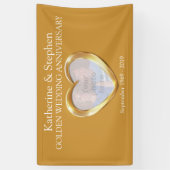 ゴールデン結婚ズ記念日のハートフォトバナー 横断幕 (縦)