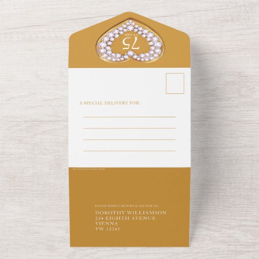 ゴールデン結婚ズ記念日75年のパーティーイベント オールインワン招待状 (外側)