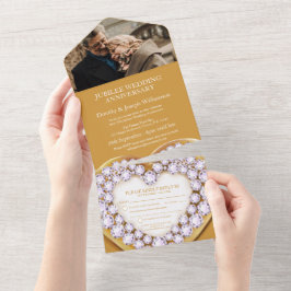 ゴールデン結婚ズ記念日75年のパーティーイベント オールインワン招待状