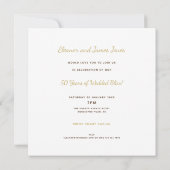 ゴールデン結婚ズ50年のケーキ名ホワイト金ゴールド 招待状 (裏面)