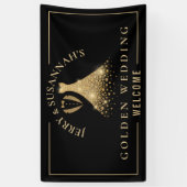 ゴールデン結婚ズ50番名Tuxドレス金ゴールドブラック 横断幕 (縦)