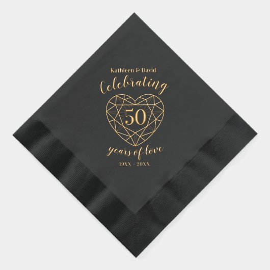 ゴールデン結婚ズ50thフォイルに刻印されたナプキン 箔ナプキン (右)