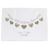 ゴールデン結婚ハートで50周年を迎える ラージペーパーバッグ (正面)