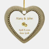 ゴールデン結婚ハートオーナメント セラミックオーナメント (裏面)