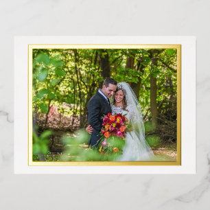 ゴールデン結婚フレームの写真、シンプルサンキューカード 箔シーズンポストカード