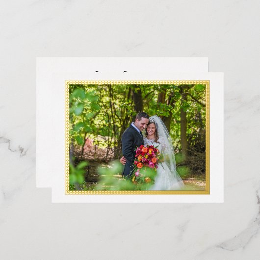 ゴールデン結婚フレームの写真、シンプルサンキューカード 箔シーズンポストカード (正面/裏面)