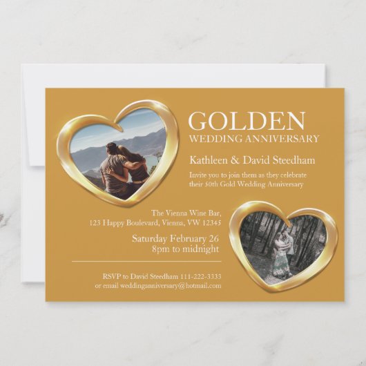 ゴールデン結婚50周年記念ハートパーティー 招待状 (裏面)
