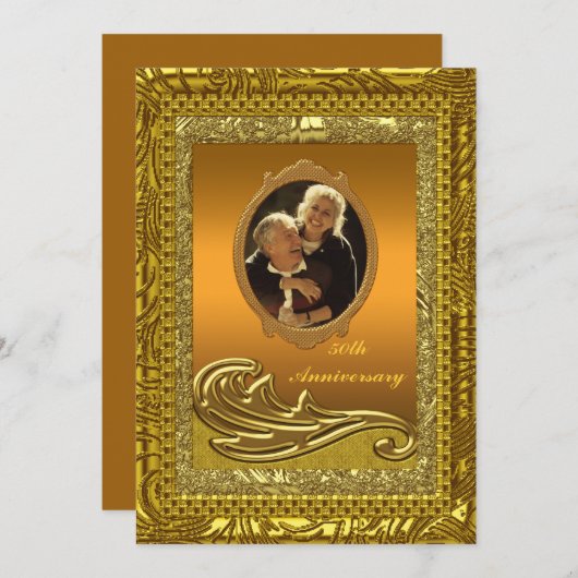 ゴールデン結婚50周年記念パーティの招待状 招待状 (正面/裏面)