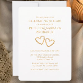 ゴールデン結婚50周年記念パーティーハートカスタム 招待状