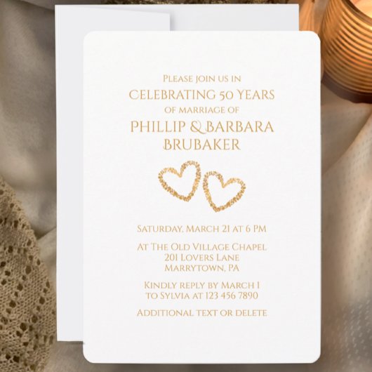 ゴールデン結婚50周年記念パーティーハートカスタム 招待状