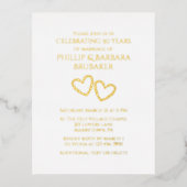 ゴールデン結婚50周年記念パーティーハートカスタム 箔招待状ポストカード (正面)