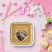 ゴールデン結婚50周年記念写真ハート広場 ペーパープレート (パーティー)